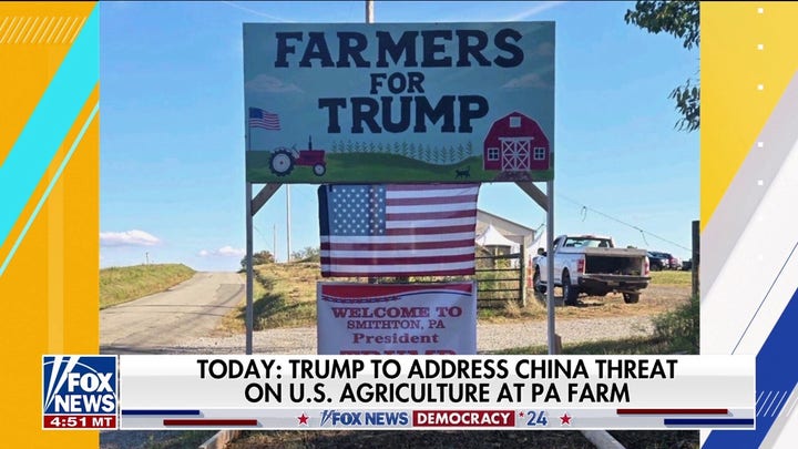 Trump visiting Pennsylvania farm to address China