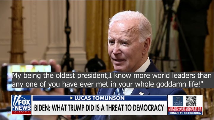 Biden says Trump is a â€˜genuine threat to democracy,â€™ scolds reporters