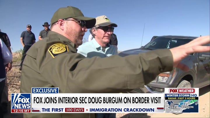 Interior Secretary Doug Burgum visits southern border amid military crackdown on illegal immigration.