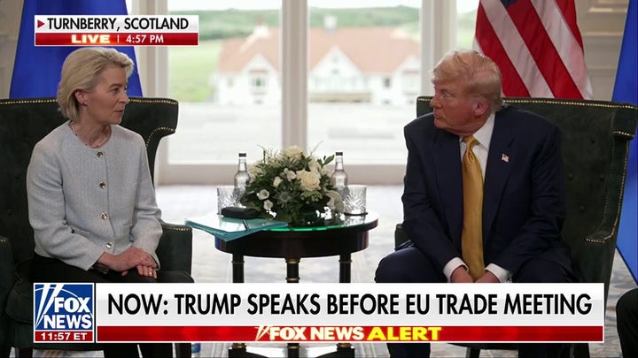 Trump boasts US is the â€˜hottest country in the worldâ€™ during meeting with European Commission president